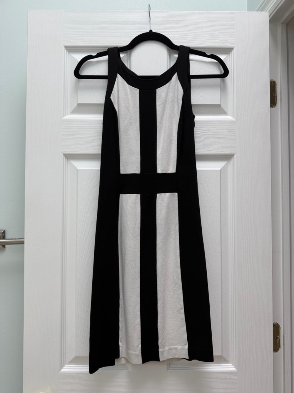Kenzie Black and White Sleeveless Stripe Dress
